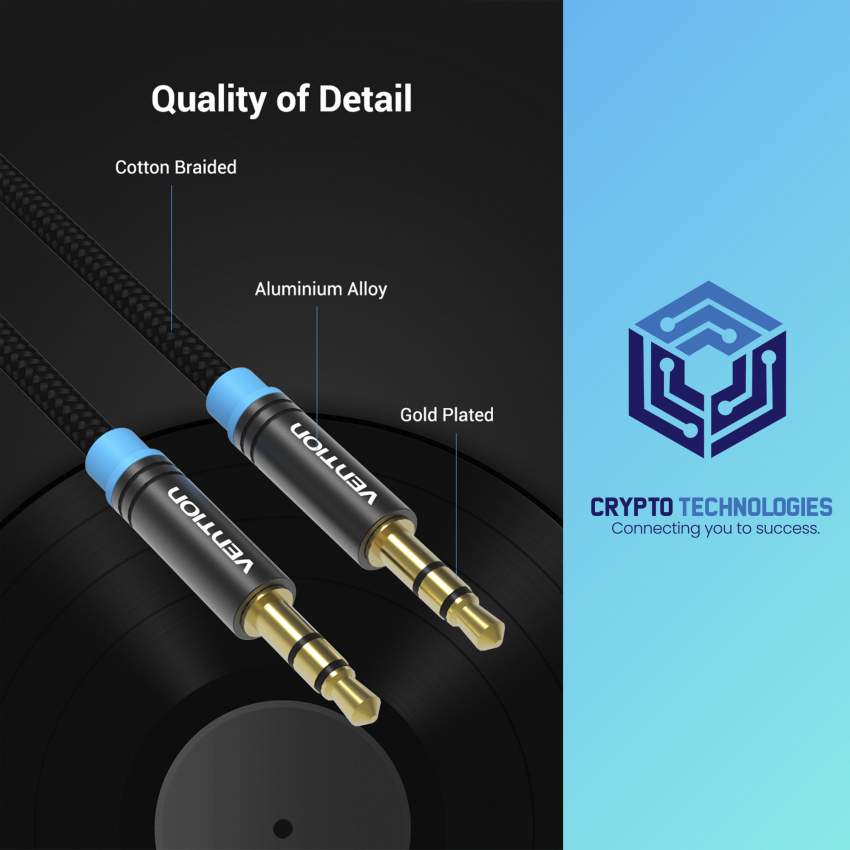 Cotton Braided 3.5mm Male to Male Audio Cable - Black Metal Type - 2 - All Informatics Products  on Aster Vender