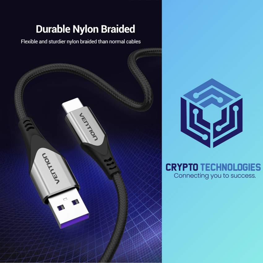 USB-C to USB 2.0-A Male 5A Fast Charger Cable Gray - Aluminum Alloy Ty - 2 - All Informatics Products  on Aster Vender