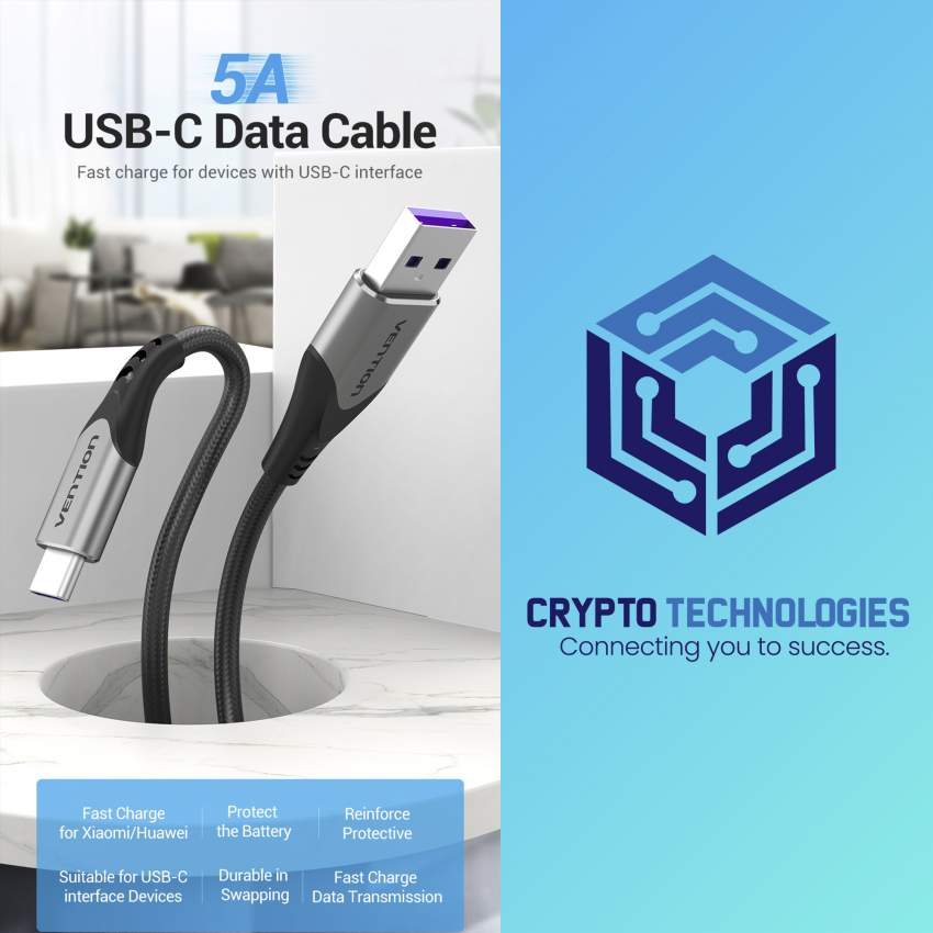 USB-C to USB 2.0-A Male 5A Fast Charger Cable Gray - Aluminum Alloy Ty - 0 - All Informatics Products  on Aster Vender