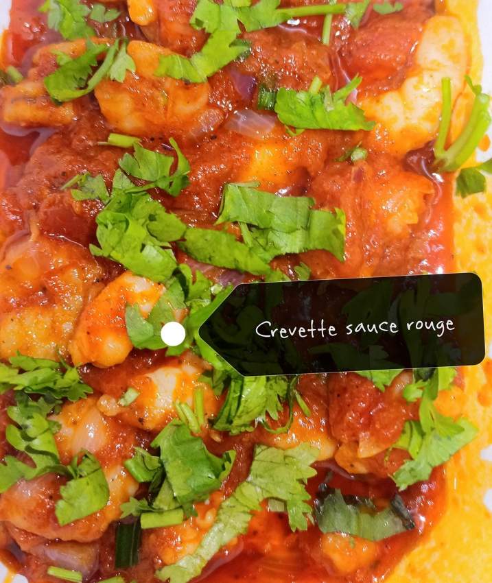 Crevettes sauce rouge