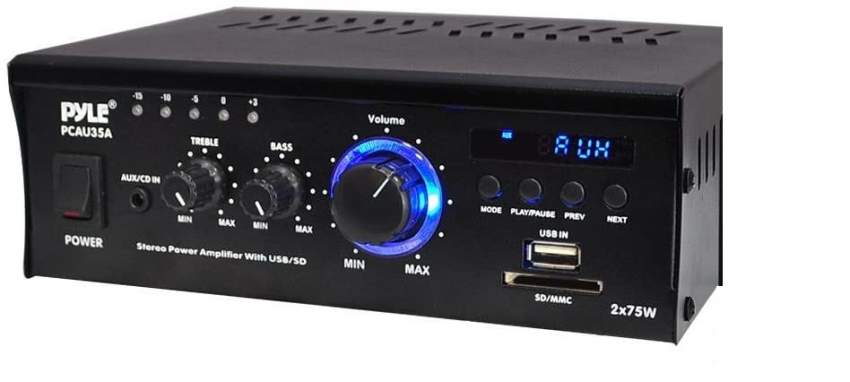 Pyle PCAU35A 2 x 75W Stereo Power Mini Amplifier USB/SD AUX Player  - 0 - All electronics products  on Aster Vender