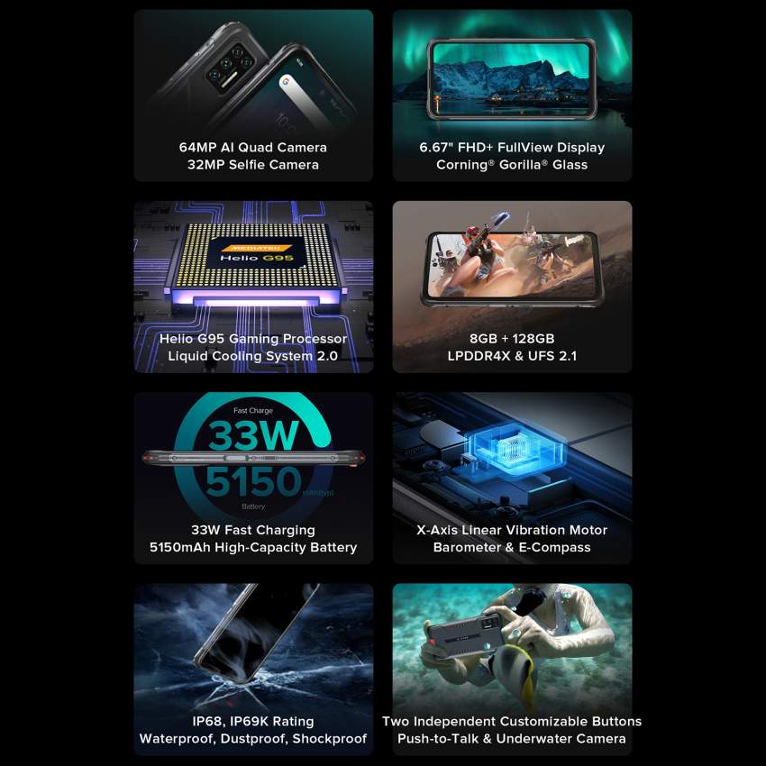 Umidigi GT Robust Smartphone Waterproof 64 MP RAM 8GB ROM 128 GB - 1 - Android Phones  on Aster Vender