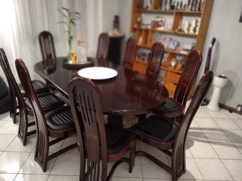 Dining table with 10 chairs wood - 2 - Table & chair sets  on Aster Vender