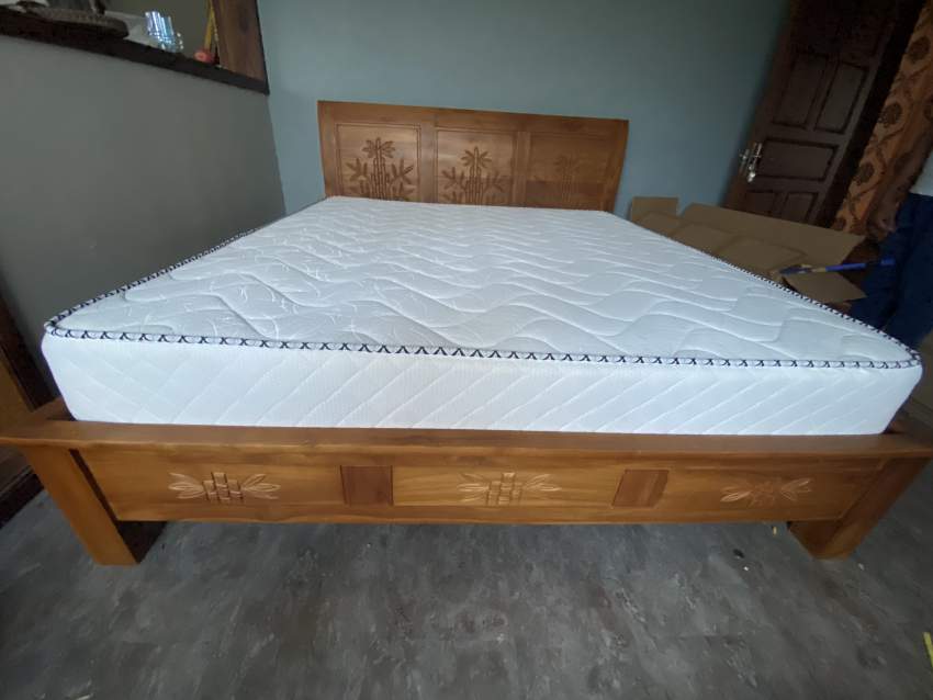 New teak wood king size bed with mattress - 0 - Bedroom Furnitures  on Aster Vender