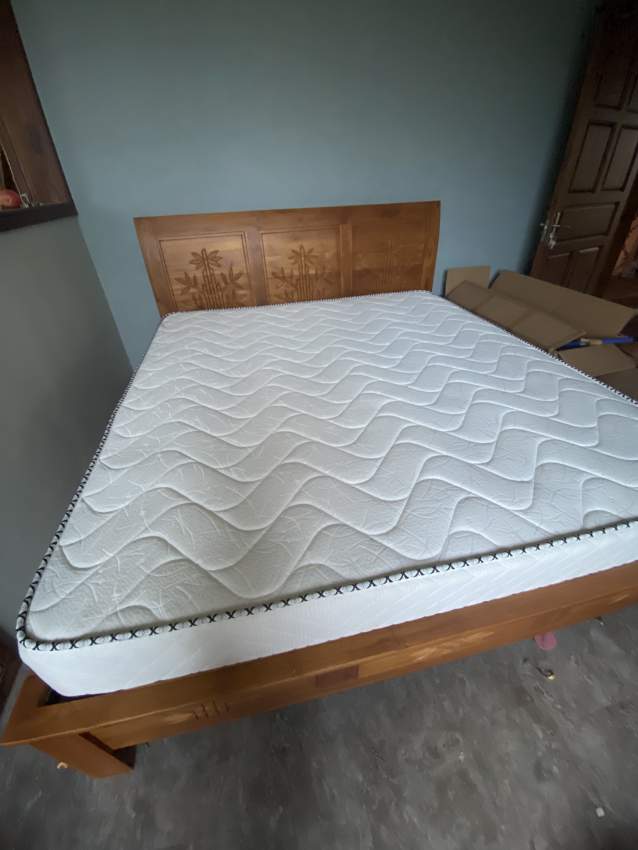 New teak wood king size bed with mattress - 3 - Bedroom Furnitures  on Aster Vender