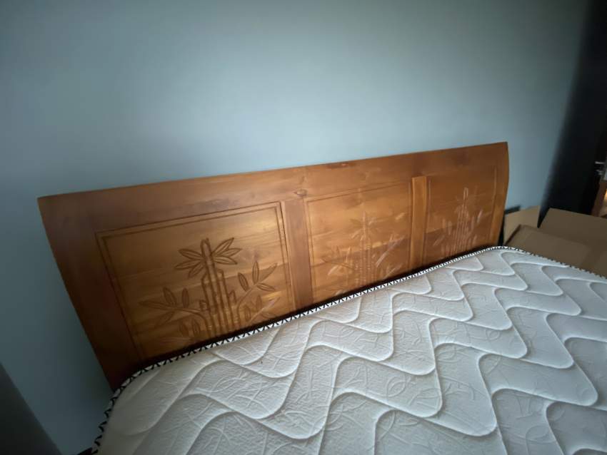 New teak wood king size bed with mattress - 1 - Bedroom Furnitures  on Aster Vender