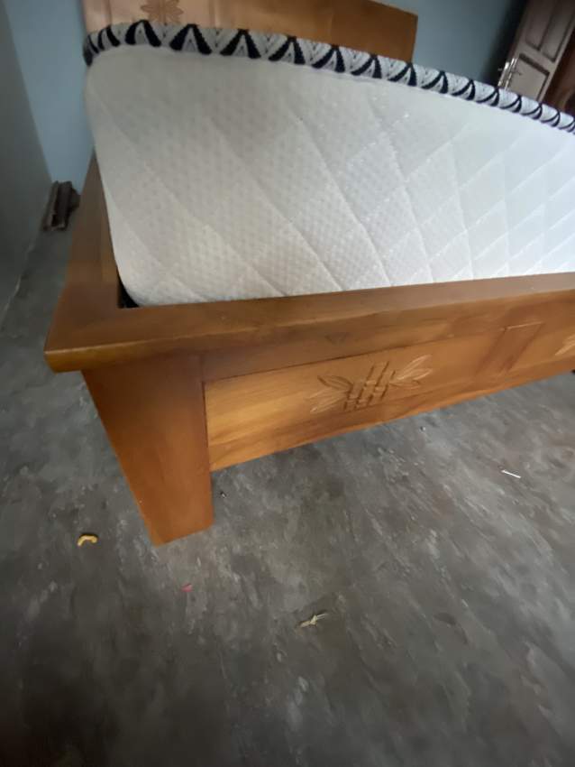 New teak wood king size bed with mattress - 2 - Bedroom Furnitures  on Aster Vender