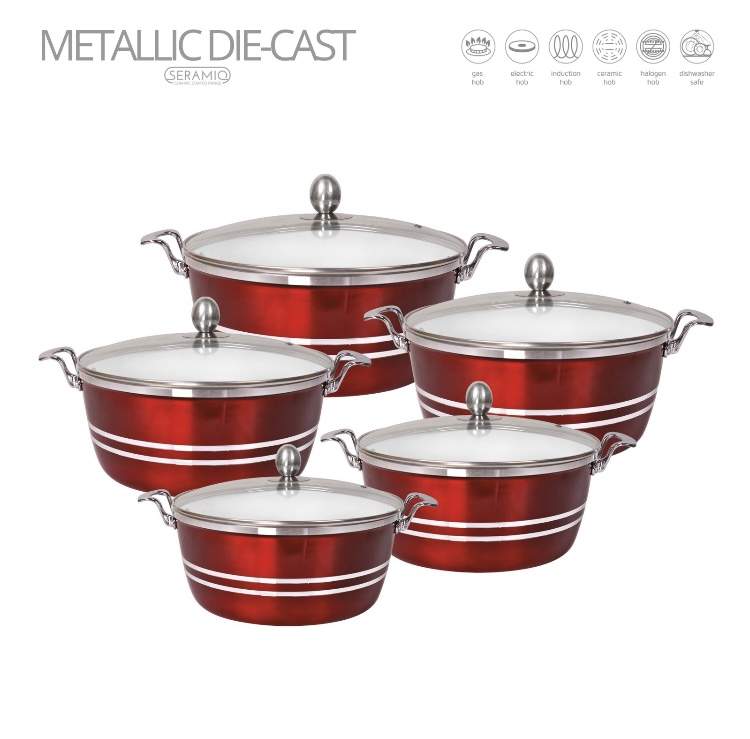 Metallic 5-Piece Non-Stick Die-Cast Stockpot Set - 2 - Kitchen appliances  on Aster Vender