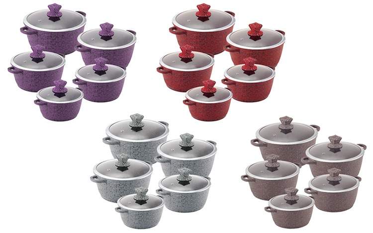 SQ Professional Nessa 5 Pieces Aluminium Non-Stick Cookware Set - 5 - Kitchen appliances  on Aster Vender