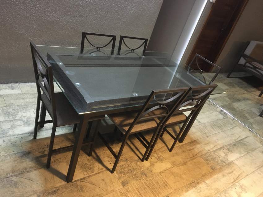 Dinner Table for 6 Person + Glass - 2 - Living room sets  on Aster Vender