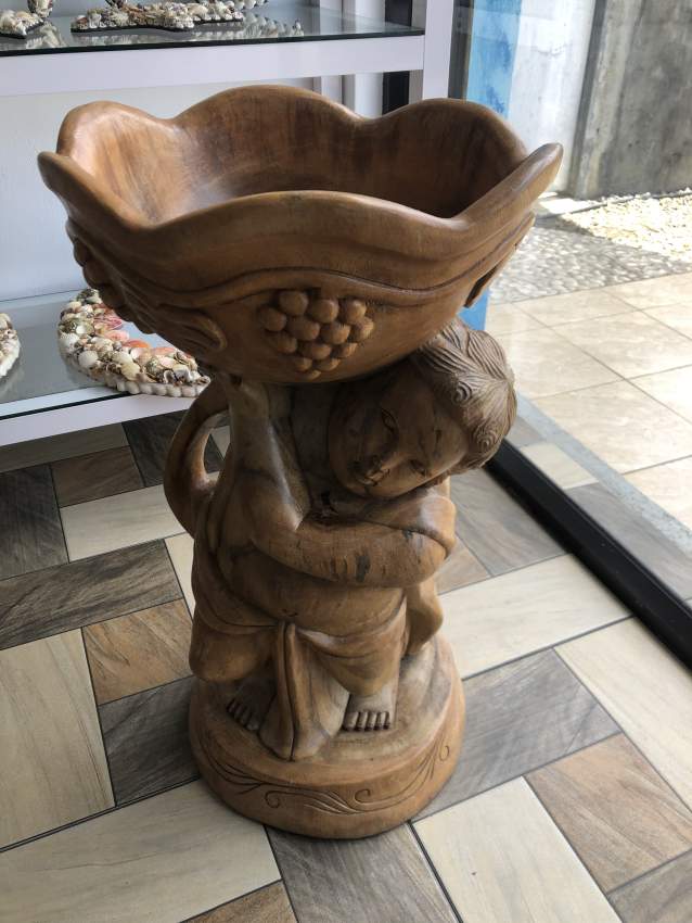 Angel wooden stand with bowl - 1 - Sculptures  on Aster Vender