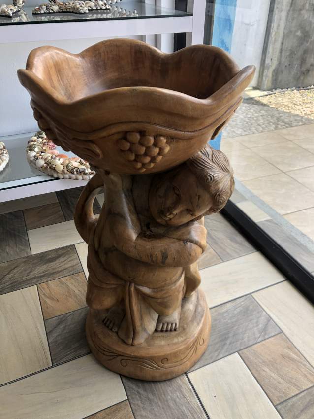 Angel wooden stand with bowl - 3 - Sculptures  on Aster Vender