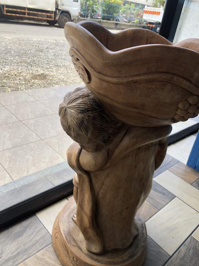 Angel wooden stand with bowl - 5 - Sculptures  on Aster Vender
