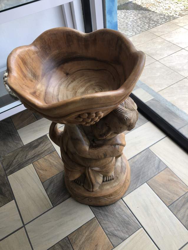 Angel wooden stand with bowl - 2 - Sculptures  on Aster Vender