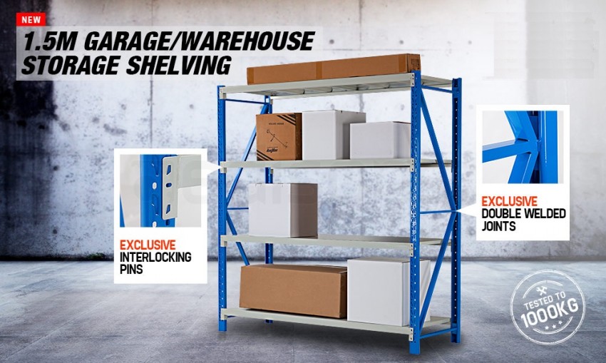 1.5x2M 1000KG Metal Warehouse Racking Storage Garage Shelving Steel Sh - 0 - Others  on Aster Vender