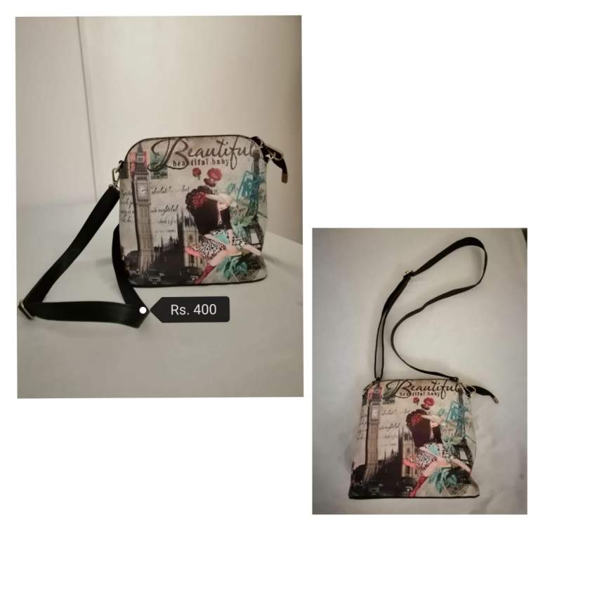 Sac à main noir, en simili cuir, imprimé sur un panneau - 0 - Bags  on Aster Vender