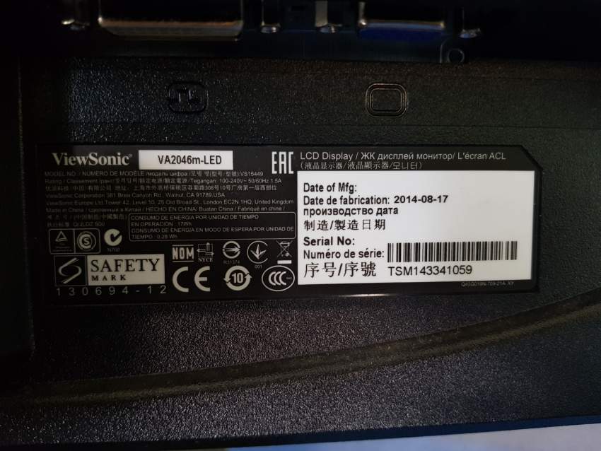 ViewSonic monitor VA2046m-LED 19.5 inch - 5 - LED Monitor  on Aster Vender