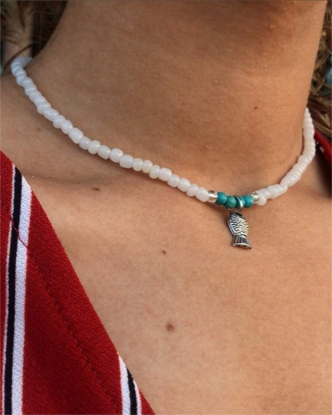 Surfer choker with fish pendant - 0 - Necklaces  on Aster Vender