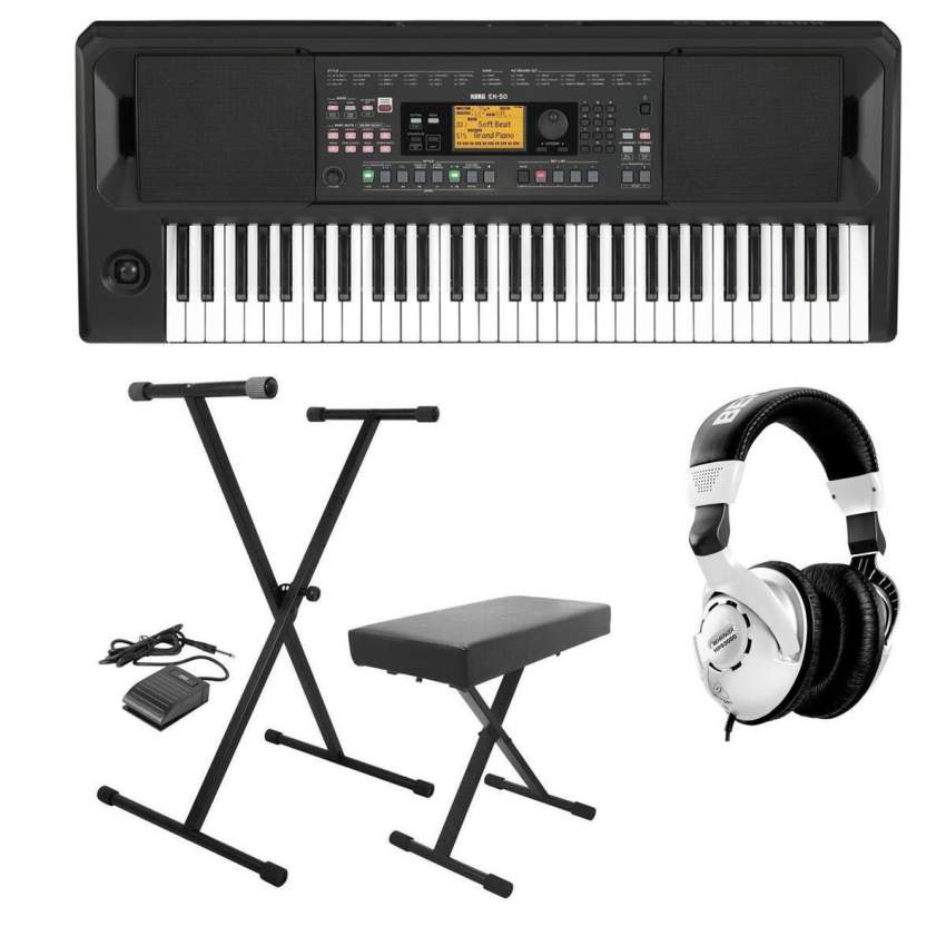 Korg EK-50 Entertainer Keyboard Bundle with Bench, Stand, and H&A Head - Piano at AsterVender