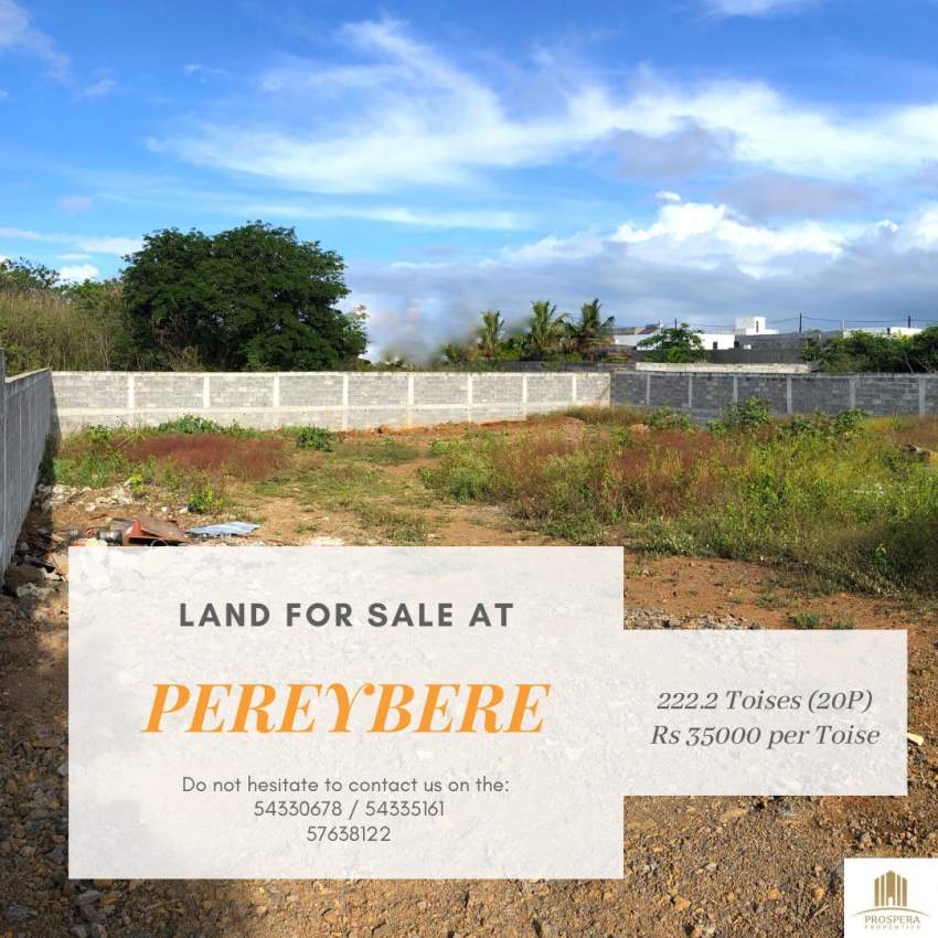LAND ON SALE @ PEREYBERE / SURFACE AREA: 20P - 0 - Land  on Aster Vender