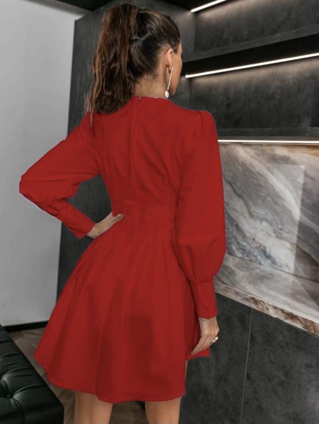 Red lantern sleeve pleat hem dress - 0 - Dresses (Women)  on Aster Vender