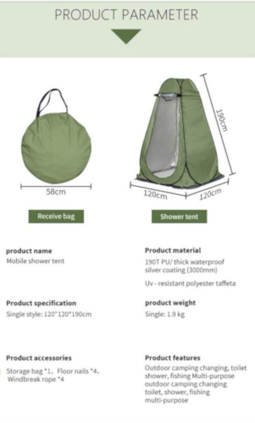 Changing room  Pop-up Tent - Adult Height - 9 - Camping equipment  on Aster Vender