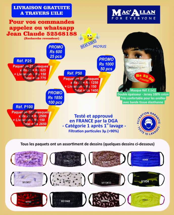 Washable fabric face masks on Aster Vender