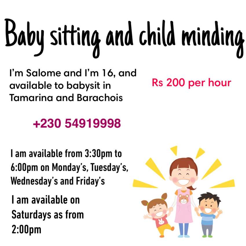 Babysitting and child minding service on Aster Vender