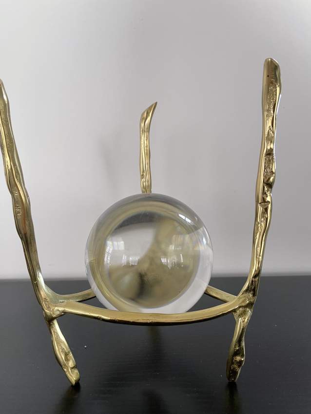 Decorative object - golden base and glass