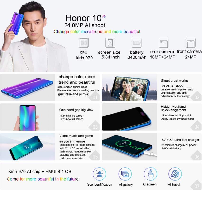 Huawei Honor 10 6GB RAM 64GB R0M - 2 - Android Phones  on Aster Vender