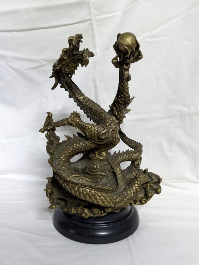 Statue dragon chinois en laiton - Brass Chinese dragon statue - 1 - Antiquities  on Aster Vender