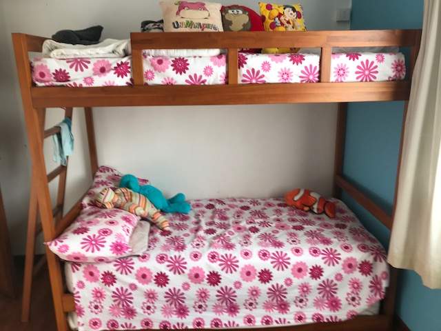 For Sale - 3 in 1 bunk Bed in teak wood + mattress - 1 - Bed frames, headboards, footboards  on Aster Vender