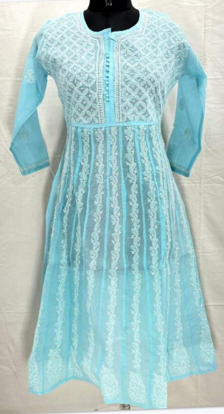 Lucknow anarkali chikan kurti - 0 - Dresses (Women)  on Aster Vender