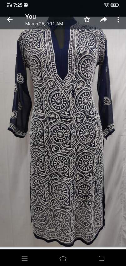 Chikan Kurti  - 0 - Dresses (Women)  on Aster Vender