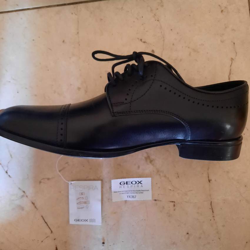 Geox Respira Black Leather Men Shoe Size 39/40 - Classic shoes at AsterVender
