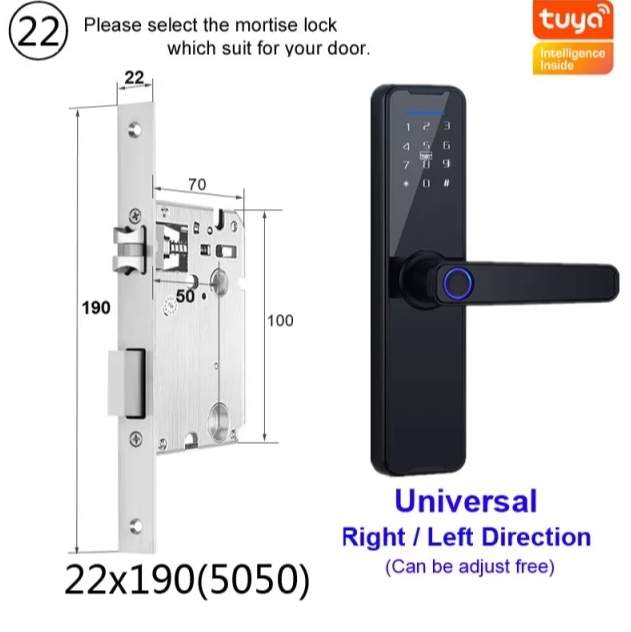 Biometric Fingerprint Door Lock K7 Pro+ Black Smart Lock Tuya App  - 7 - All electronics products  on Aster Vender
