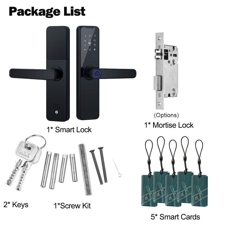 Biometric Fingerprint Door Lock K7 Pro+ Black Smart Lock Tuya App  - 4 - All electronics products  on Aster Vender