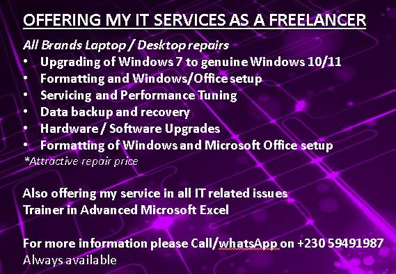 OFFERING MY IT SERVICES AS A FREELANCER  on Aster Vender
