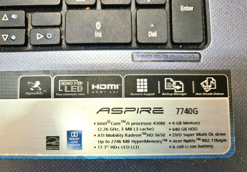 Acer Aspire 7740G (17.3 inch) - 6 - Laptop  on Aster Vender
