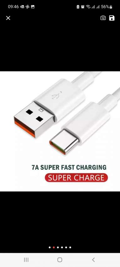 7A  Fast Charge USB to Type C  Data Cable 2 Meters White  on Aster Vender