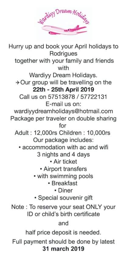 Rodrigues April 2019 Package - 0 - Others  on Aster Vender