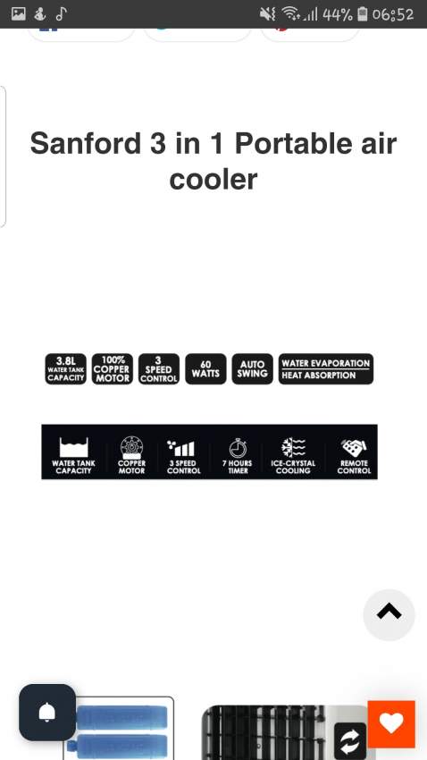 Sanford 3 in 1 Portable air cooler 60w - 4 - All household appliances  on Aster Vender