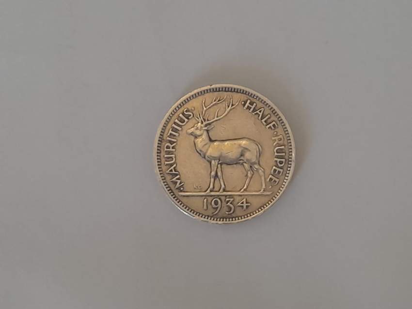 Mauritius silver coin -  King George V - Half rupee - year 1934