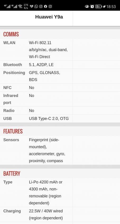 Huawei Y9a smartphone - 2 - Huawei Phones  on Aster Vender