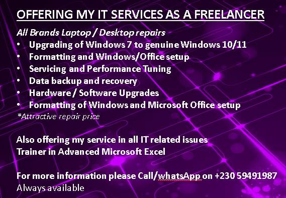 OFFERING MY IT SERVICES AS A FREELANCER on Aster Vender