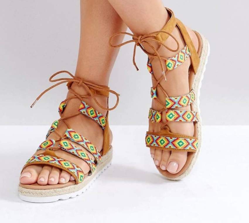 Glamourous Pattern Caged Espadrille Sandals - 0 - Sandals  on Aster Vender