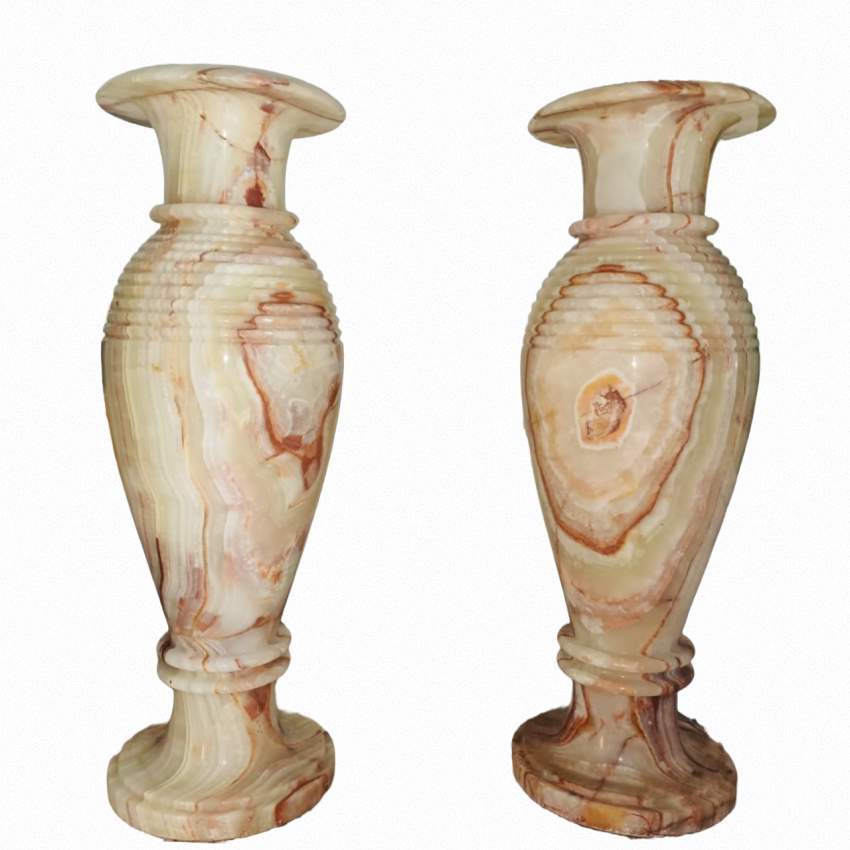 Pair of Tall Hand-Carved Marble Vases/Vessels, Italy, circa 1900 - 2 - Living room sets  on Aster Vender