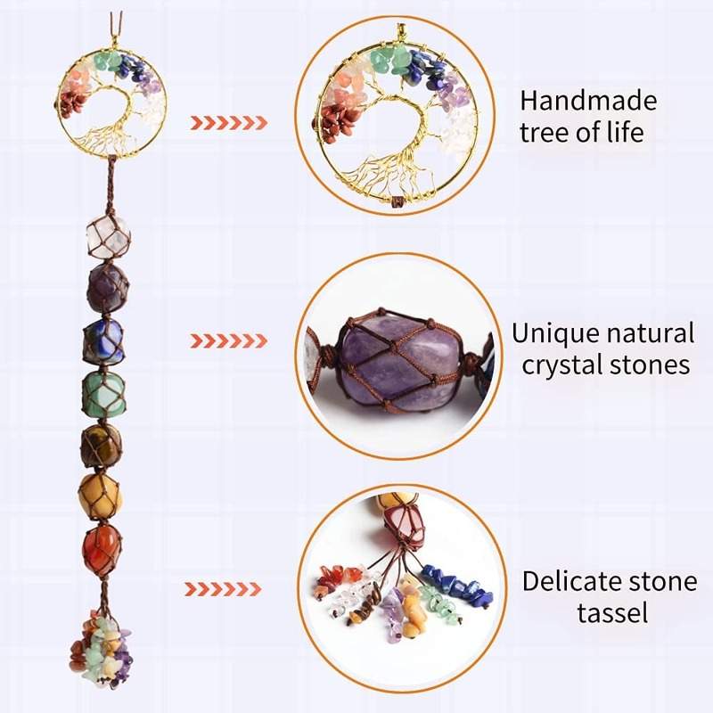 7 Chakras Crystal Gemstone Meditation Ornament Crystal Tree of life - 1 - Interior Decor  on Aster Vender