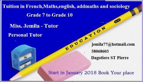 Tuition in French, Maths, English, Add Maths and sociology at AsterVender