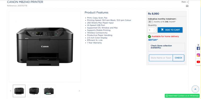 CANON Maxify MB2140 - 3 - Inkjet printer  on Aster Vender